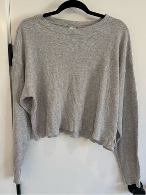 TNA Light Gray Waffle-Knit Pullover